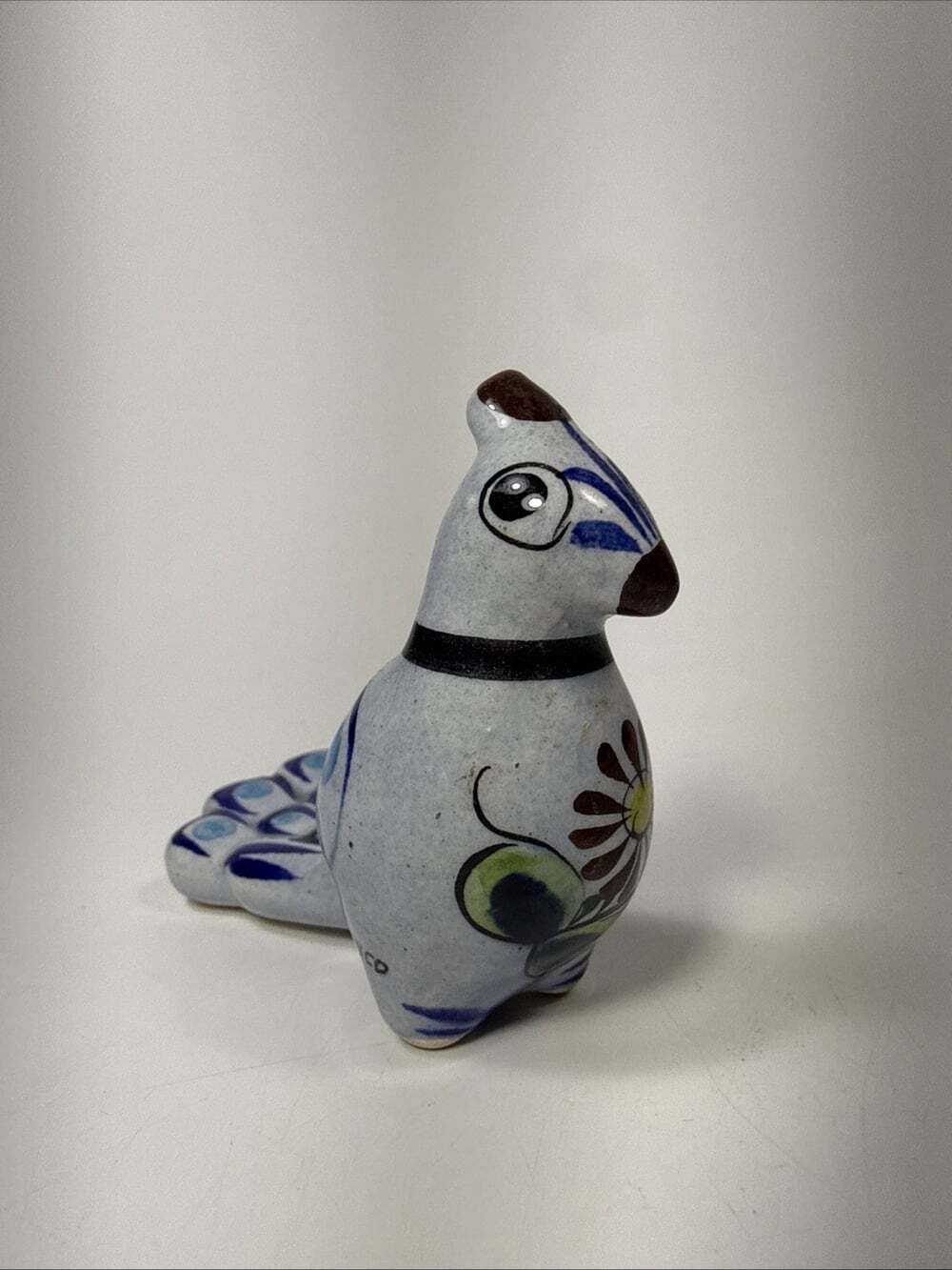 Vtg Tonala Mexican Folk Art Hand Painted Peacock Signed “Cat” G2 - Picture 6 of 11